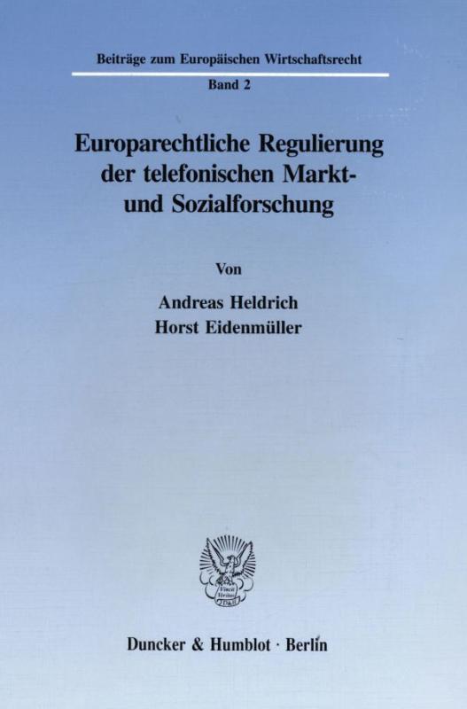 Cover-Bild Europarechtliche Regulierung der telefonischen Markt- und Sozialforschung.