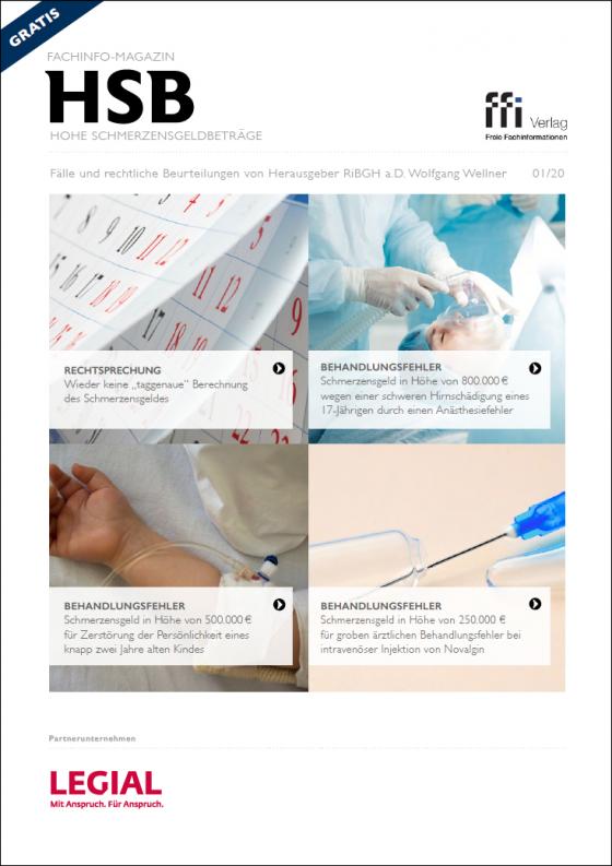 Cover-Bild Fachinfo-Magazin HSB 1/2020 – Hohe Schmerzensgeldbeträge