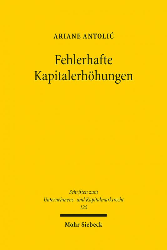 Cover-Bild Fehlerhafte Kapitalerhöhungen