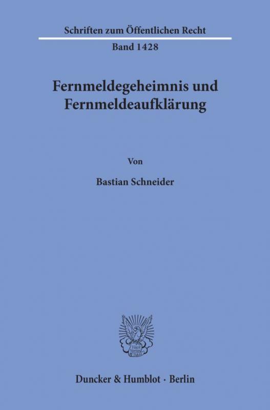 Cover-Bild Fernmeldegeheimnis und Fernmeldeaufklärung.