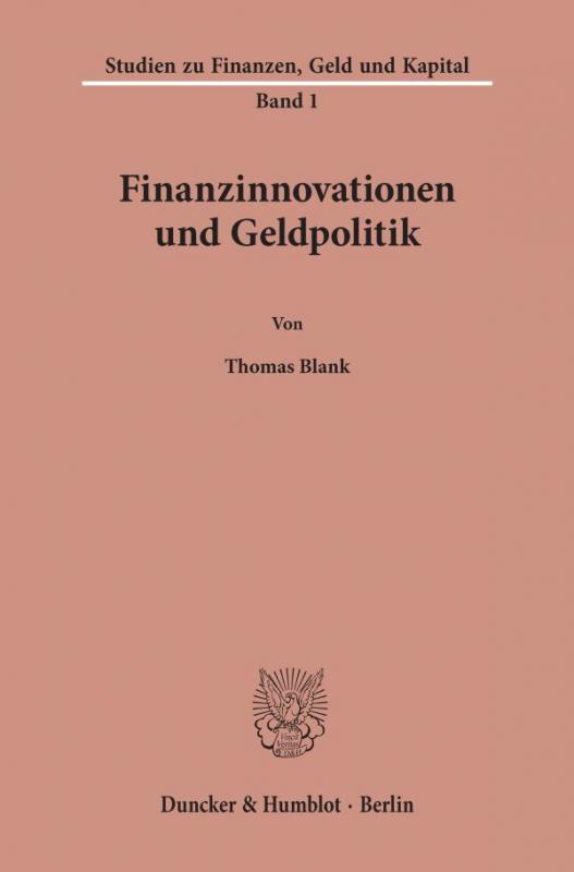 Cover-Bild Finanzinnovationen und Geldpolitik.