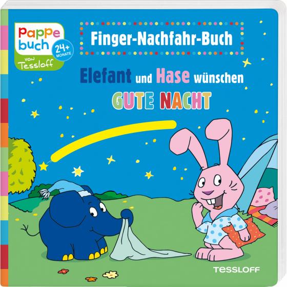 Cover-Bild Finger-Nachfahr-Buch. Elefant und Hase wünschen Gute Nacht