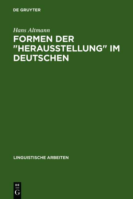 Cover-Bild Formen der "Herausstellung" im Deutschen