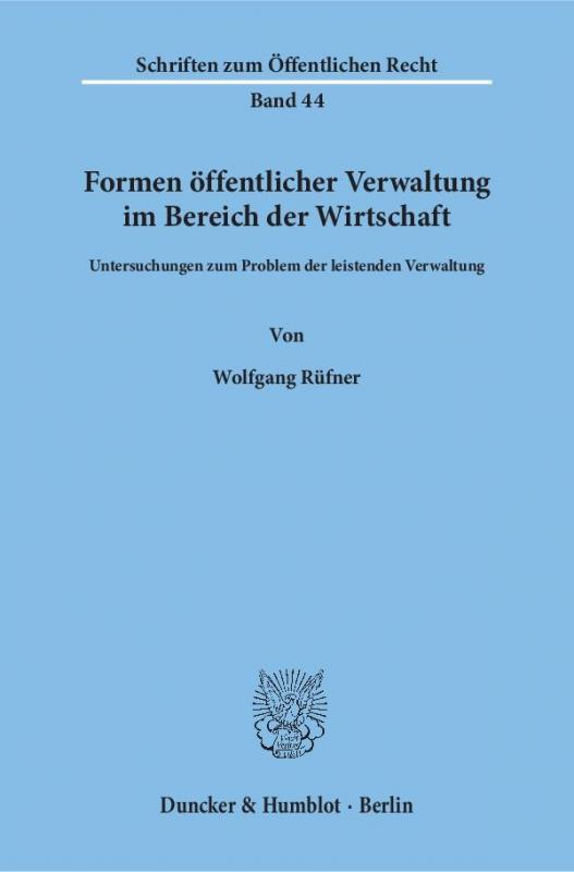 Cover-Bild Formen öffentlicher Verwaltung im Bereich der Wirtschaft.