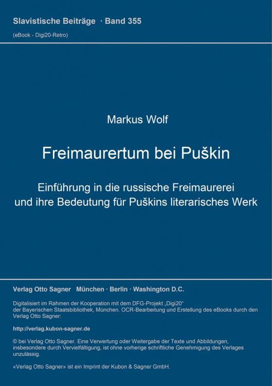 Cover-Bild Freimaurertum bei Puškin
