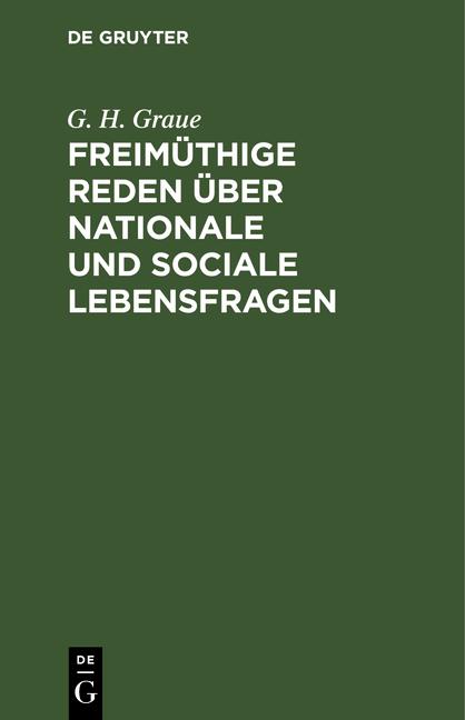 Cover-Bild Freimüthige Reden über nationale und sociale Lebensfragen