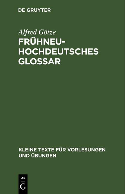 Cover-Bild Frühneuhochdeutsches Glossar