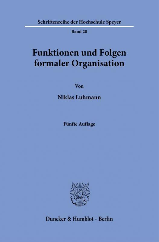 Cover-Bild Funktionen und Folgen formaler Organisation.