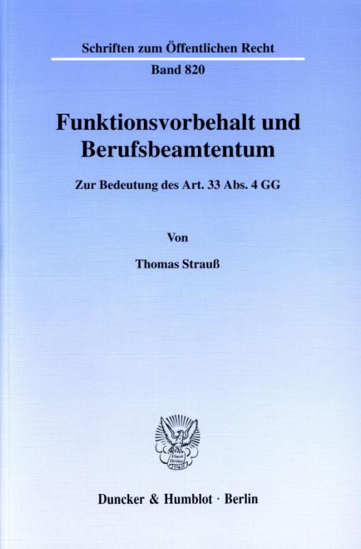 Cover-Bild Funktionsvorbehalt und Berufsbeamtentum.