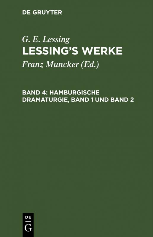 Cover-Bild G. E. Lessing: Lessing’s Werke / Hamburgische Dramaturgie, Band 1 und Band 2