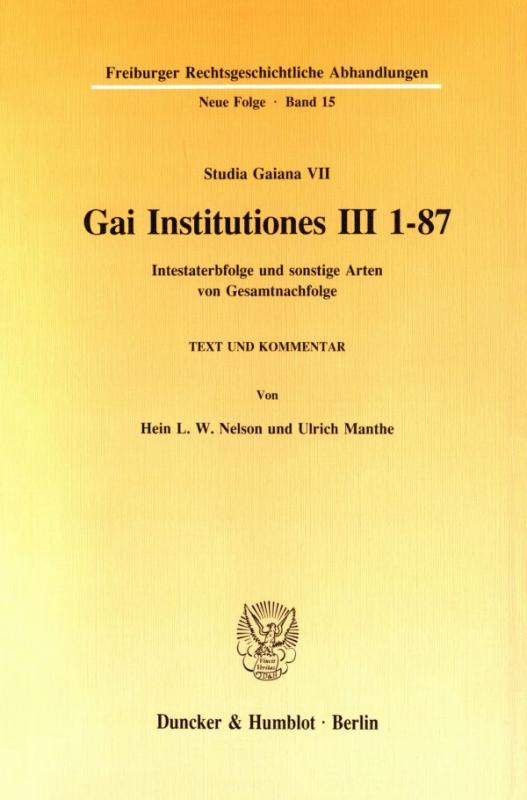 Cover-Bild Gai Institutiones III 1 - 87.