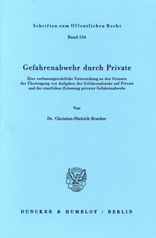 Cover-Bild Gefahrenabwehr durch Private.