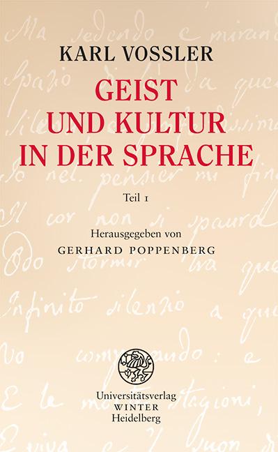 Cover-Bild Geist und Kultur in der Sprache / Teil 1 (Seite 1 bis 118 im Originalmanuskript)