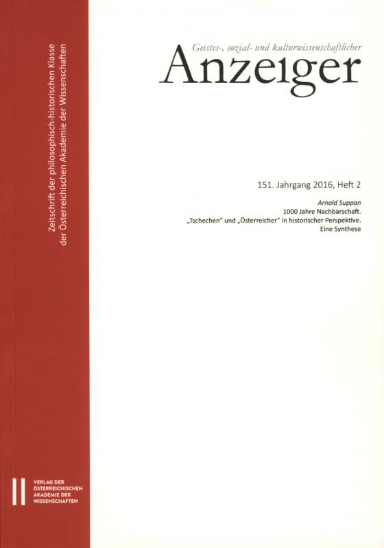 Cover-Bild Geistes-, sozial-und kulturwissenschaftlicher Anzeiger 151. Jahrgang 2016, Heft 2