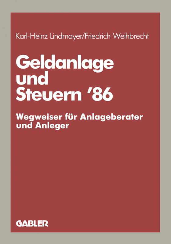 Cover-Bild Geldanlage und Steuern ’86