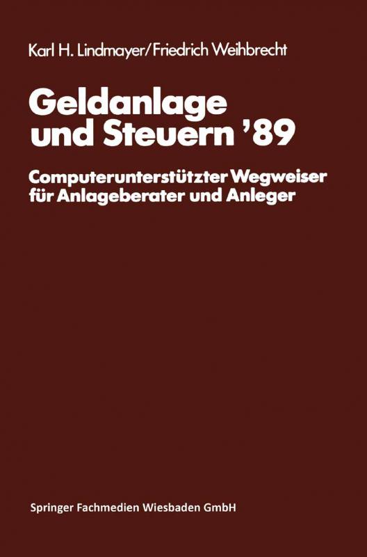 Cover-Bild Geldanlage und Steuern ‘89