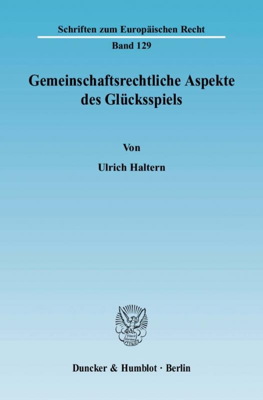 Cover-Bild Gemeinschaftsrechtliche Aspekte des Glücksspiels.