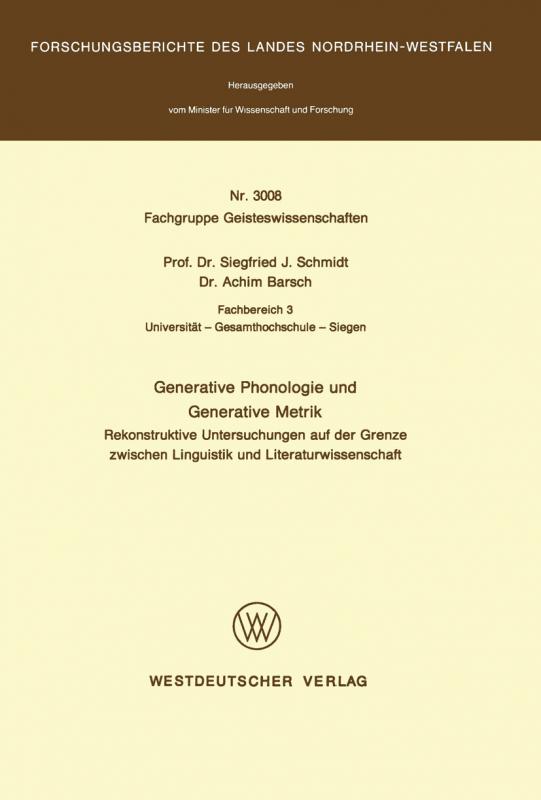 Cover-Bild Generative Phonologie und Generative Metrik