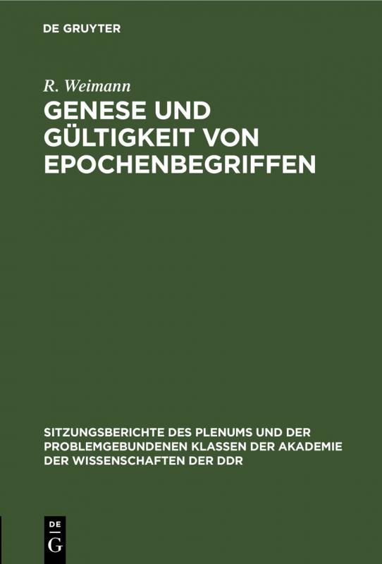 Cover-Bild Genese und Gültigkeit von Epochenbegriffen