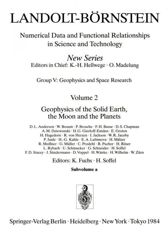 Cover-Bild Geophysics of the Solid Earth, the Moon and the Planets