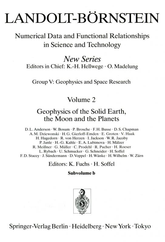 Cover-Bild Geophysics of the Solid Earth, the Moon and the Planets