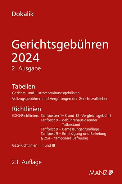 Cover-Bild Gerichtsgebühren 2024 Tabellen und Richtlinien