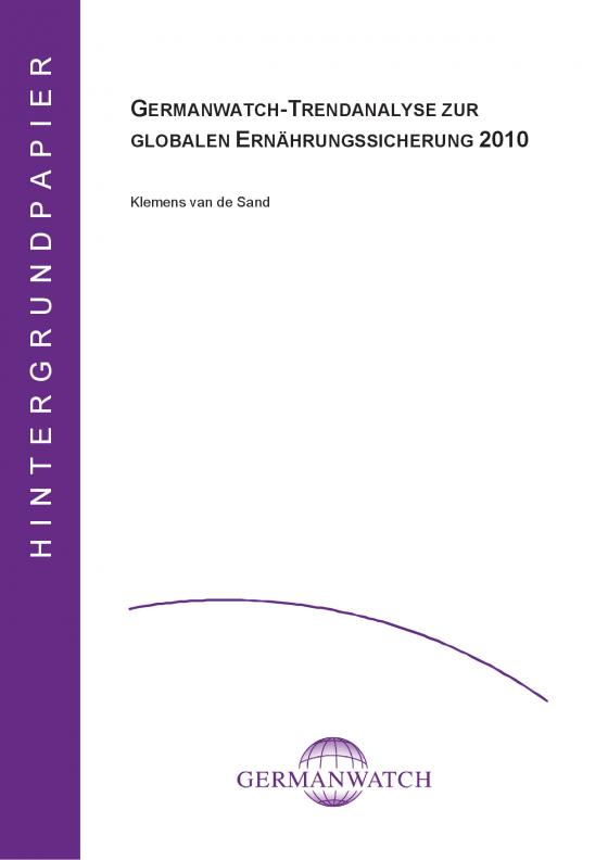 Cover-Bild Germanwatch-Trendanalyse zur globalen Ernährungssicherung 2010