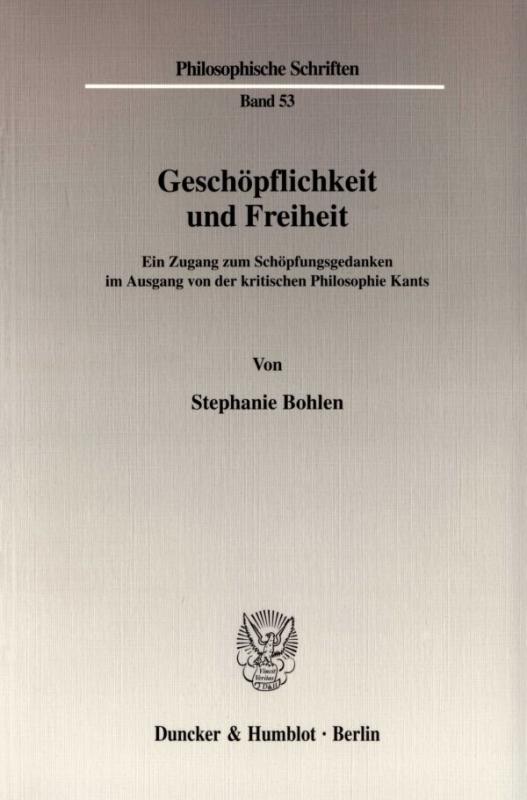 Cover-Bild Geschöpflichkeit und Freiheit.