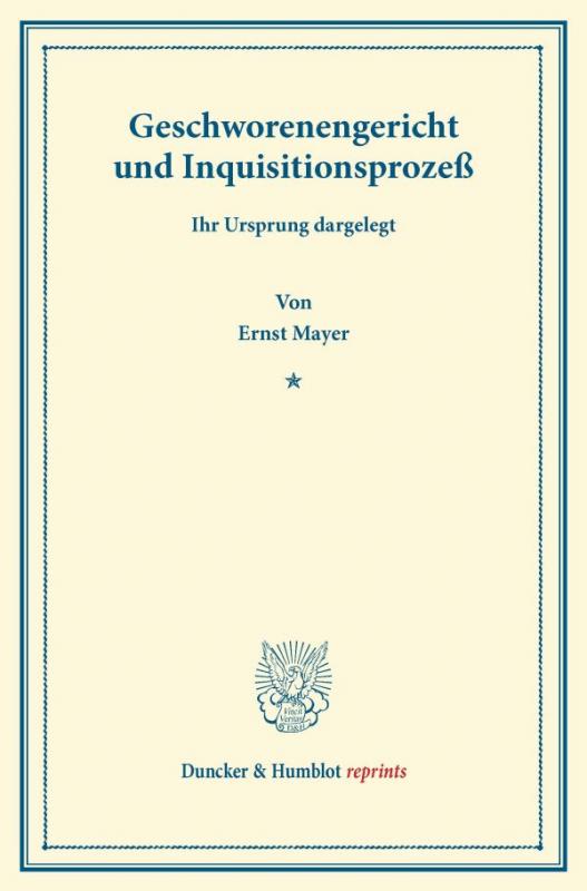 Cover-Bild Geschworenengericht und Inquisitionsprozeß.
