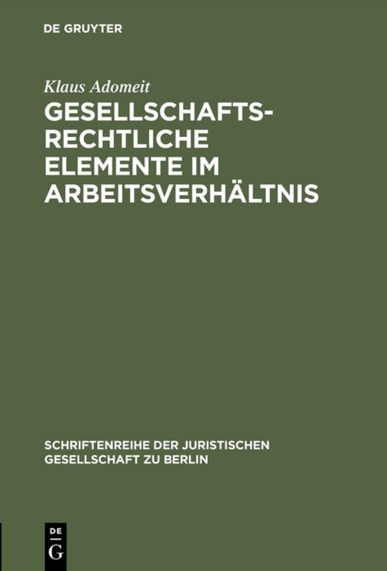 Cover-Bild Gesellschaftsrechtliche Elemente im Arbeitsverhältnis