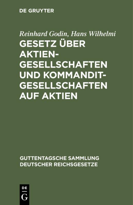 Cover-Bild Gesetz über Aktiengesellschaften und Kommanditgesellschaften auf Aktien