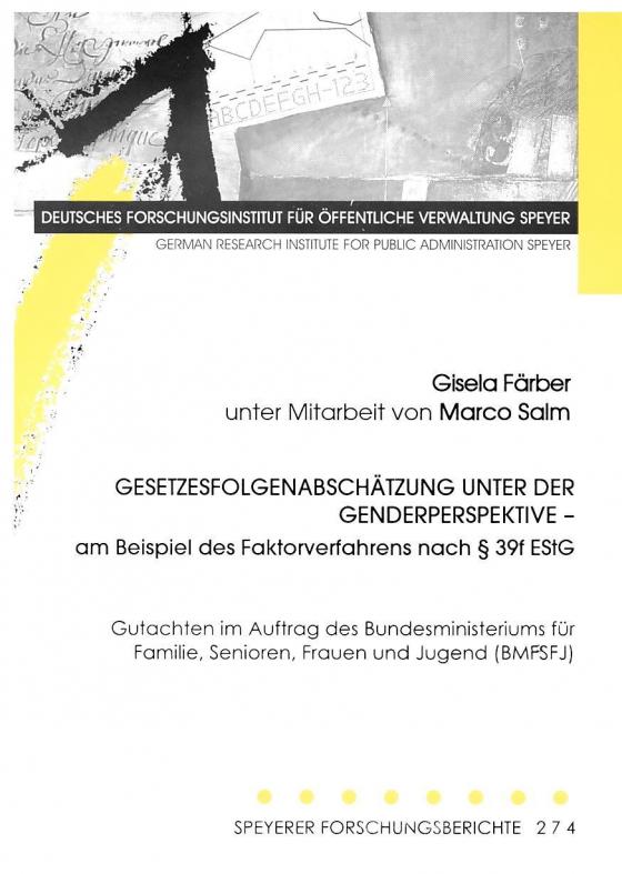 Cover-Bild Gesetzesfolgenabschätzung unter der Genderperspektive - am Beispiel des Faktorverfahrens nach § 39F ESTG