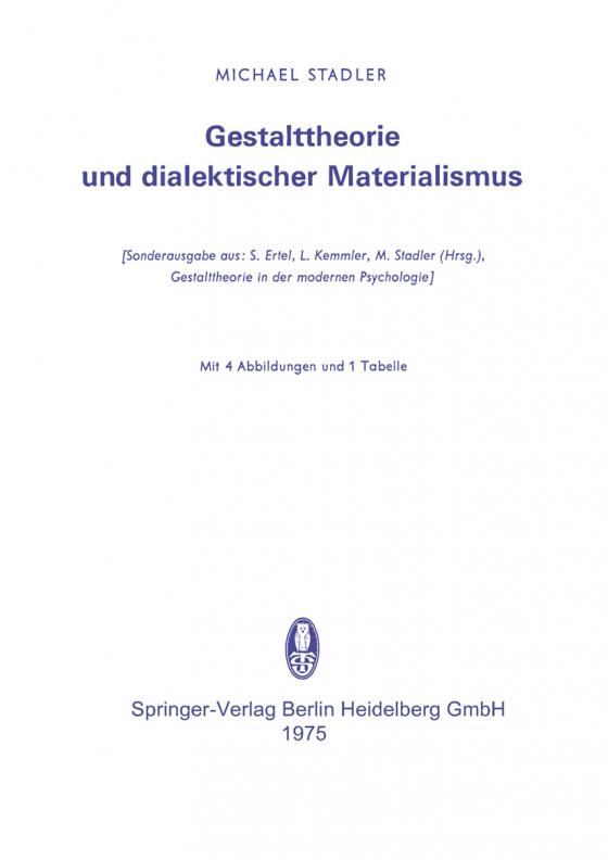 Cover-Bild Gestalttheorie und dialektischer Materialismus