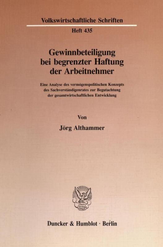 Cover-Bild Gewinnbeteiligung bei begrenzter Haftung der Arbeitnehmer.