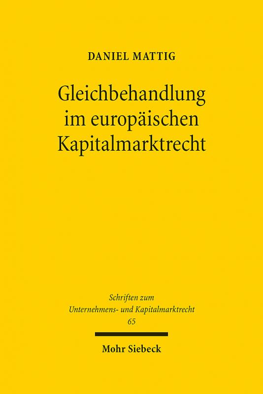 Cover-Bild Gleichbehandlung im europäischen Kapitalmarktrecht