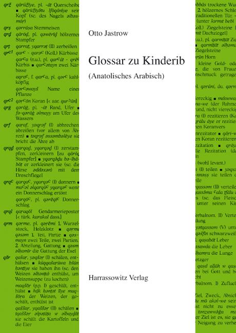 Cover-Bild Glossar zu Kinderib (Anatolisches Arabisch)