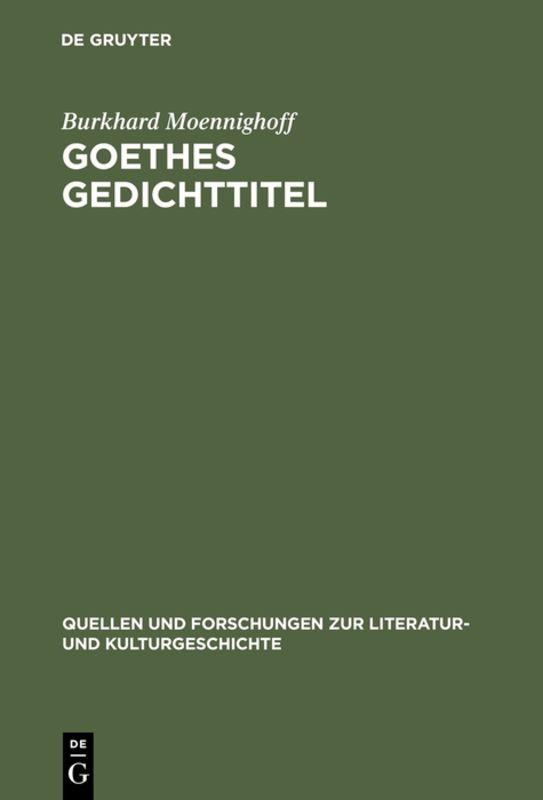 Cover-Bild Goethes Gedichttitel