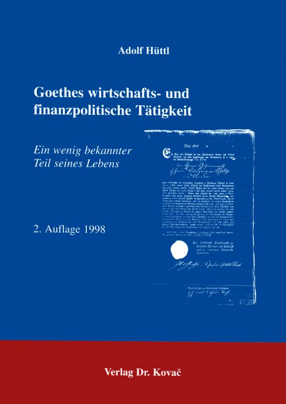 Cover-Bild Goethes wirtschafts- und finanzpolitische Tätigkeit