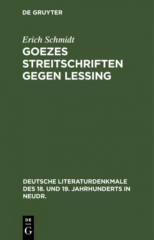 Cover-Bild Goezes Streitschriften gegen Lessing