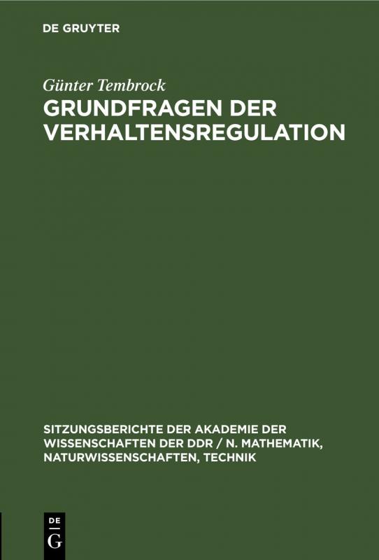 Cover-Bild Grundfragen der Verhaltensregulation