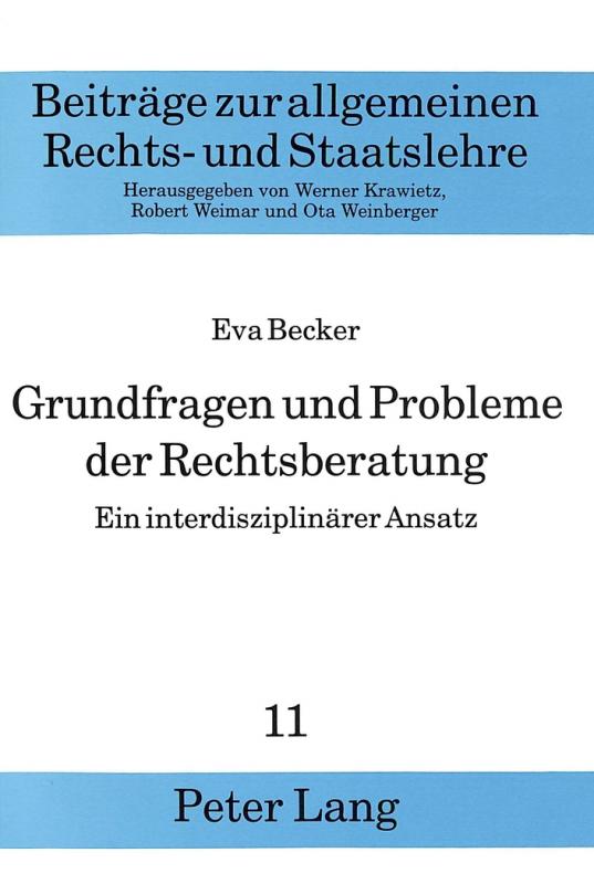 Cover-Bild Grundfragen und Probleme der Rechtsberatung- Ein interdisziplinärer Ansatz