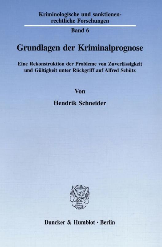 Cover-Bild Grundlagen der Kriminalprognose.