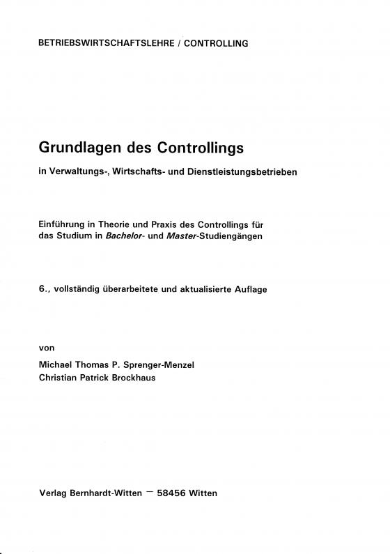 Cover-Bild Grundlagen des Controllings