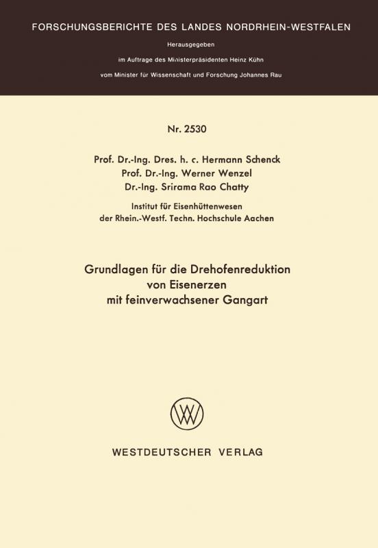 Cover-Bild Grundlagen für die Drehofenreduktion von Eisenerzen mit feinverwachsener Gangart