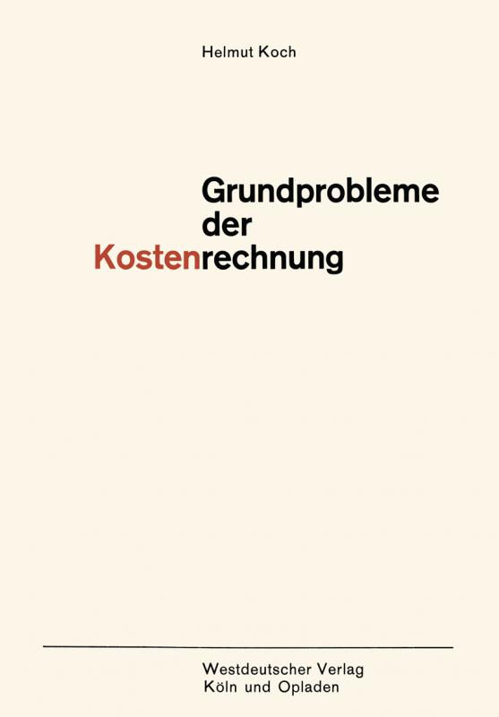 Cover-Bild Grundprobleme der Kostenrechnung