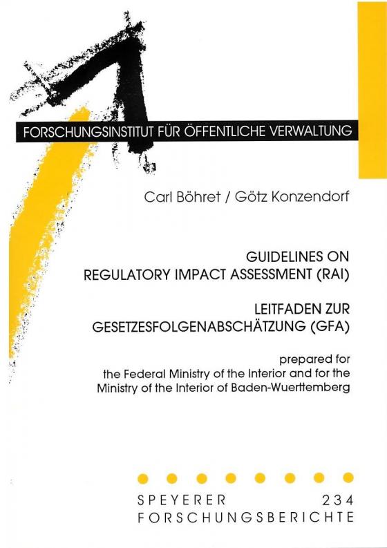 Cover-Bild Guidelines on Regulatory Impact Assessment (RAI) Leitfaden zur Gesetzesfolgenabschätzung (GFA)