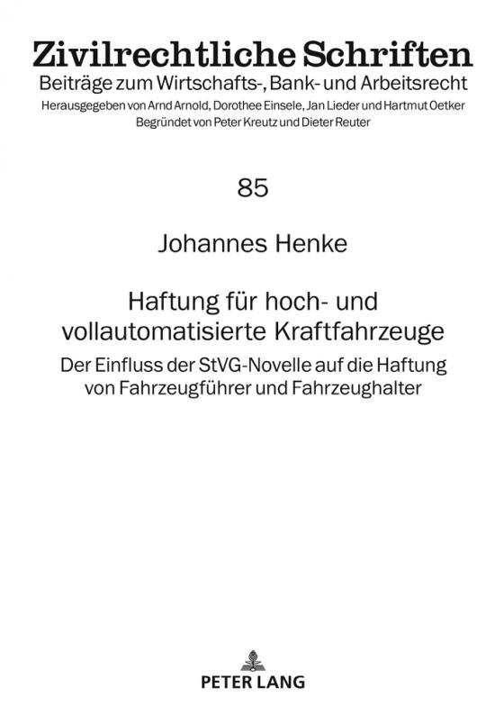 Cover-Bild Haftung für hoch- und vollautomatisierte Kraftfahrzeuge