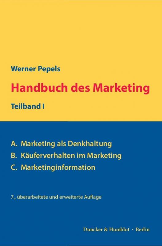 Cover-Bild Handbuch des Marketing, Teilband I.