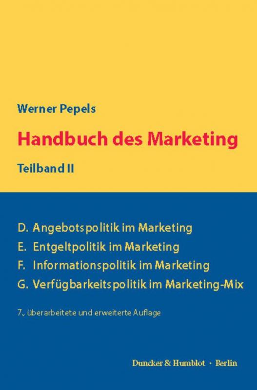 Cover-Bild Handbuch des Marketing, Teilband II.