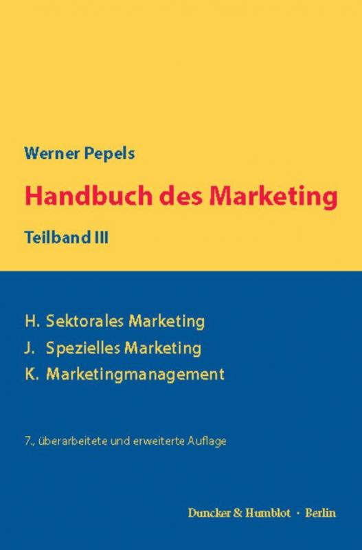 Cover-Bild Handbuch des Marketing, Teilband III.